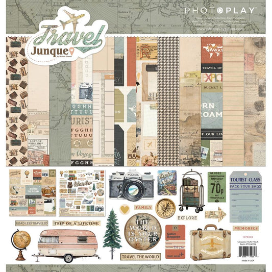PhotoPlay 12x12 Double Sided Paper Collection - Travel Junque
