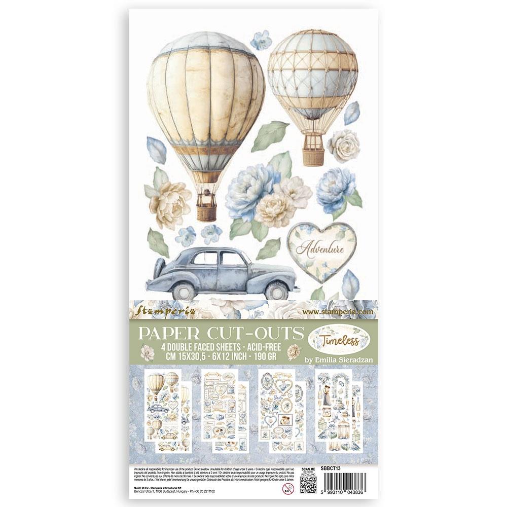 Stamperia Paper Cut-Outs- 4 Double Faced 6"x12" Sheets-  Timeless