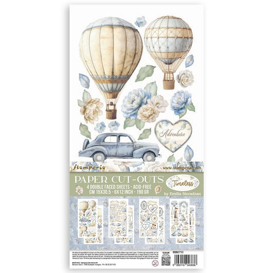 Stamperia Paper Cut-Outs- 4 Double Faced 6"x12" Sheets-  Timeless