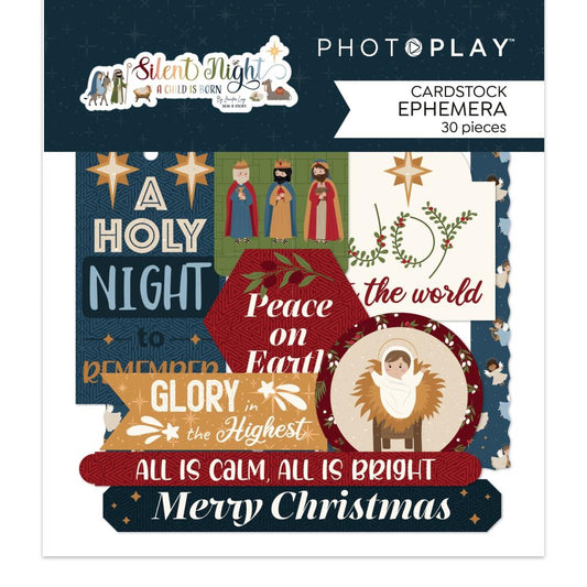 PhotoPlay Cardstock Ephemera Pack - Silent Night A Child is Born