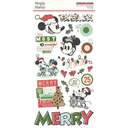 Simple Stories Chipboard Stickers-Say Cheese Classic Mouse Christmas
