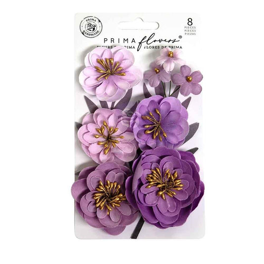 Prima Marketing Paper Flowers - Bewitched- Enchanted Violet 8 pcs