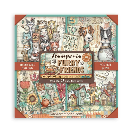 Stamperia 8x8 Paper Pack- Furry Friends by Antonis Tzanidakis