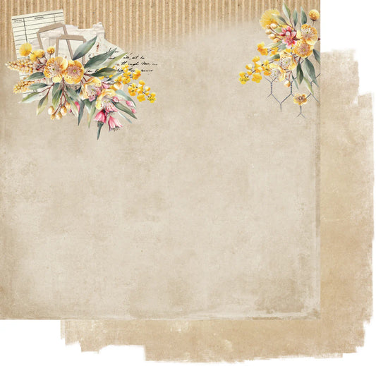Uniquely Creative 12x12 Double Sided Paper -Echoes of the Outback- Golden Wattle