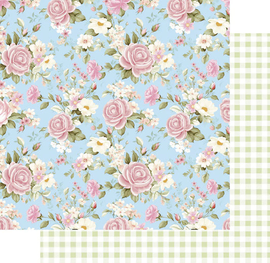 Uniquely Creative 12x12 Double Sided Paper- Patchwork Roses- Woven Threads