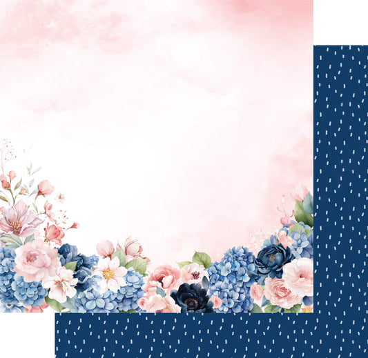 Uniquely Creative 12x12 Double Sided Paper- Indigo Bloom-Blushing