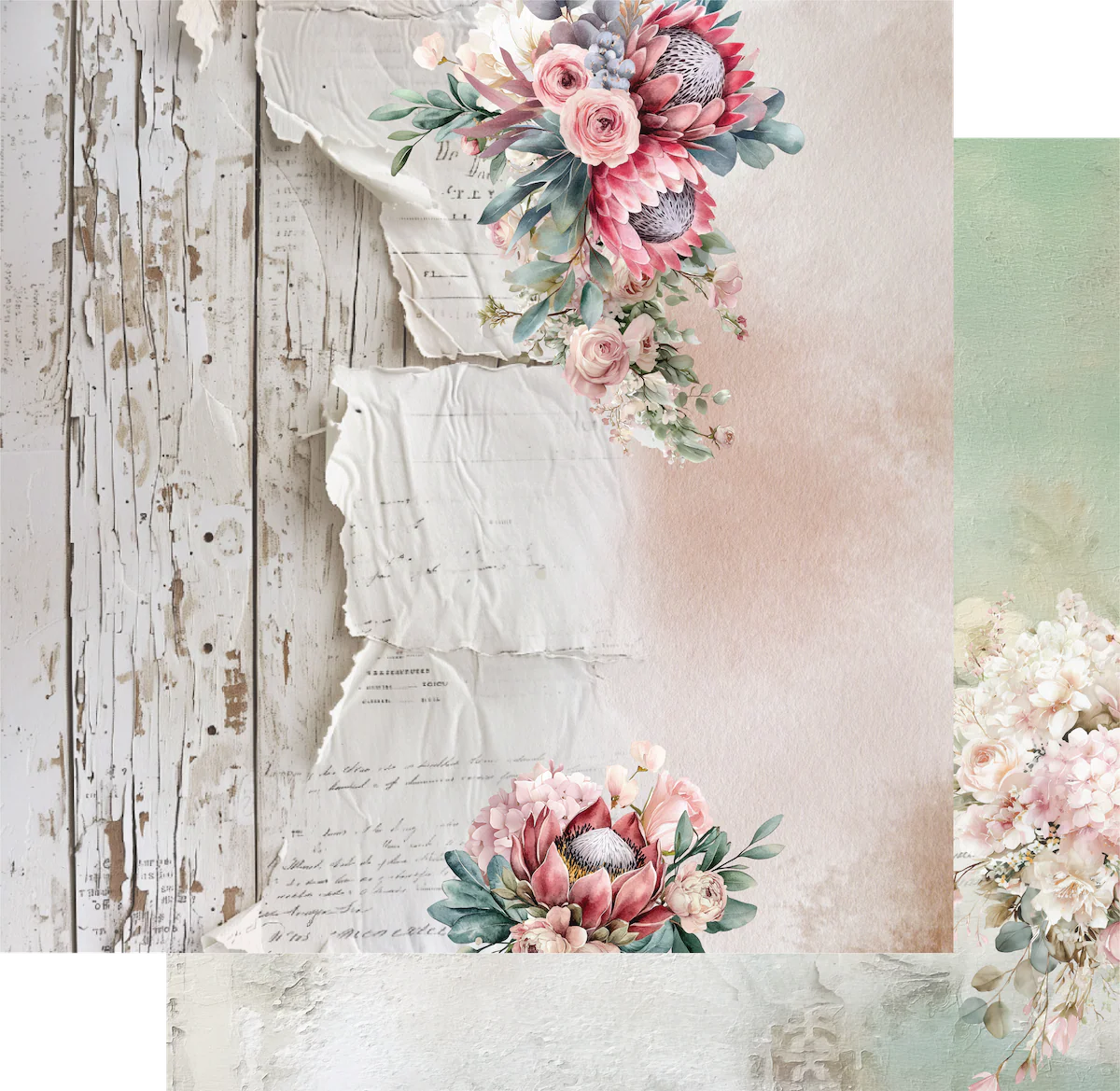 Uniquely Creative 12x12 Double Sided Paper- Paperbark Blooms- Banksia