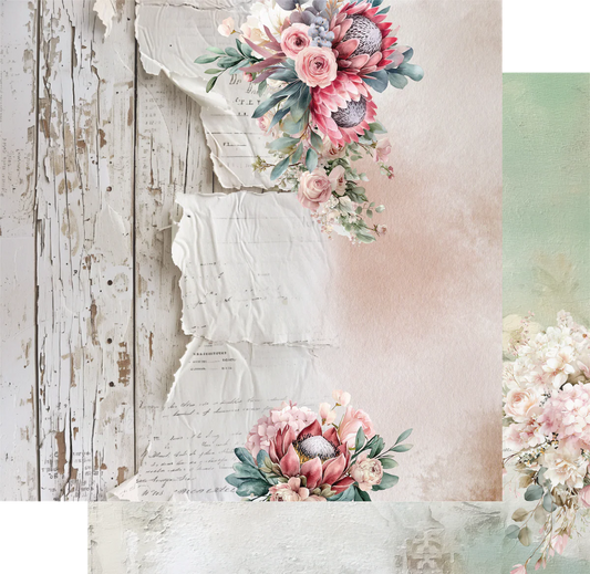 Uniquely Creative 12x12 Double Sided Paper- Paperbark Blooms- Banksia