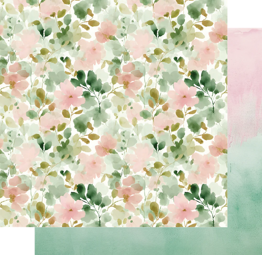 Uniquely Creative 12x12 Double Sided Paper - Tea & Tranquility- Steeped in Blooms