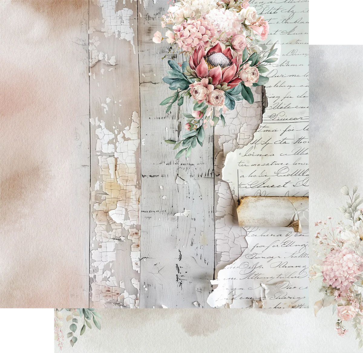 Uniquely Creative 12x12 Double Sided Paper- Paperbark Blooms- Written Home