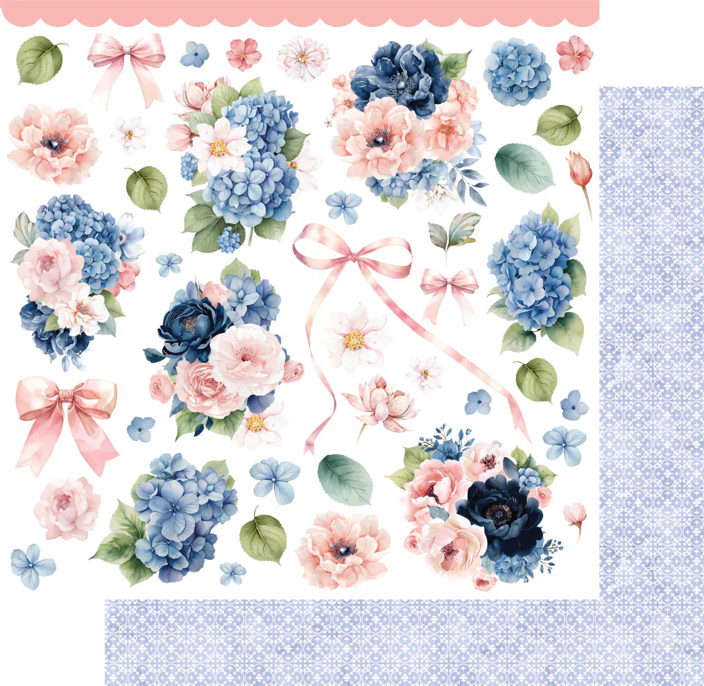 Uniquely Creative 12x12 Double Sided Paper - Indigo Bloom- Hydrangea