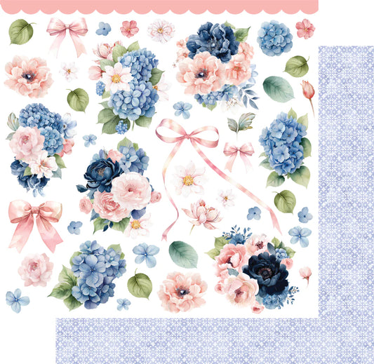 Uniquely Creative 12x12 Double Sided Paper - Indigo Bloom- Hydrangea