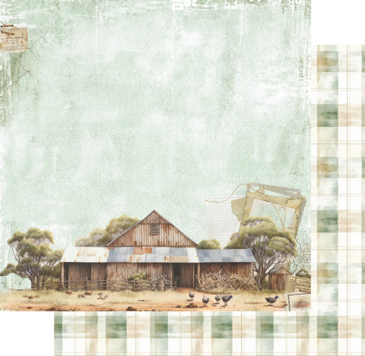 Uniquely Creative 12x12 Double Sided Paper- Echoes of the Outback- Shearer's Shack