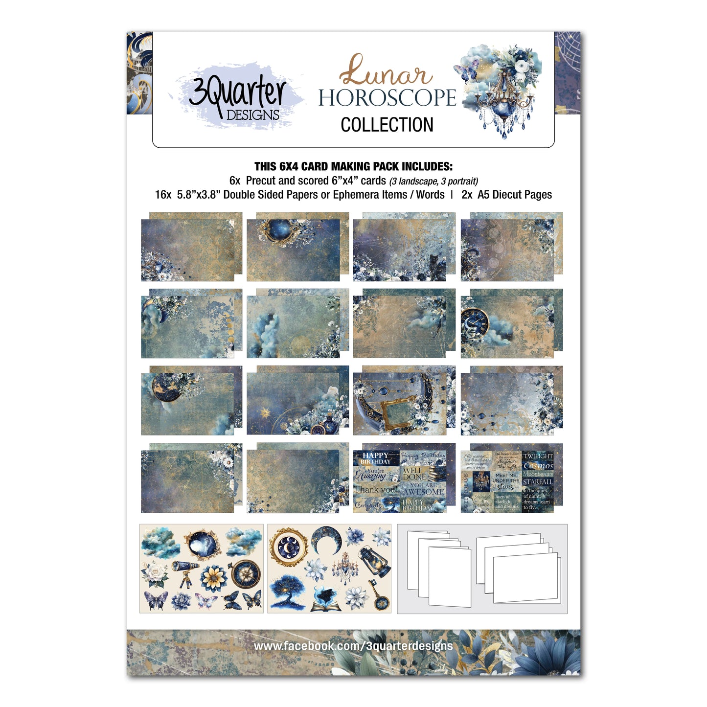 3Quarter Designs 6x4 Card Making Pack - Lunar Horoscope