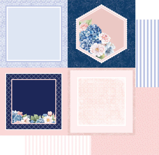 Uniquely Creative 12x12 Double Sided Paper - Indigo Bloom- Softly