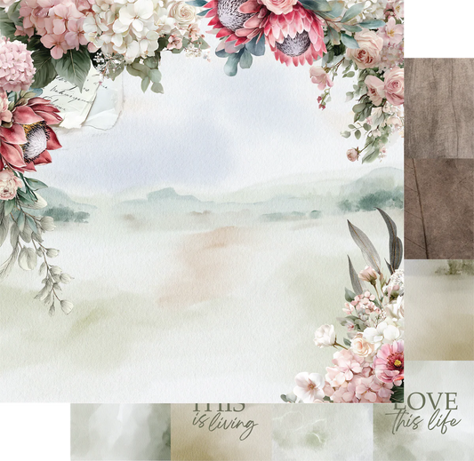 Uniquely Creative 12x12 Double Sided Paper - Paperbark Blooms- Folded Stories