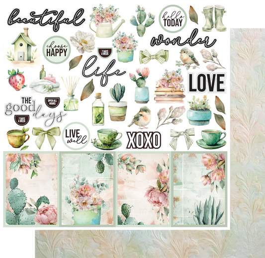 Uniquely Creative 12x12 Double Sided Paper- Tea & Tranquility- Afternoon Breeze