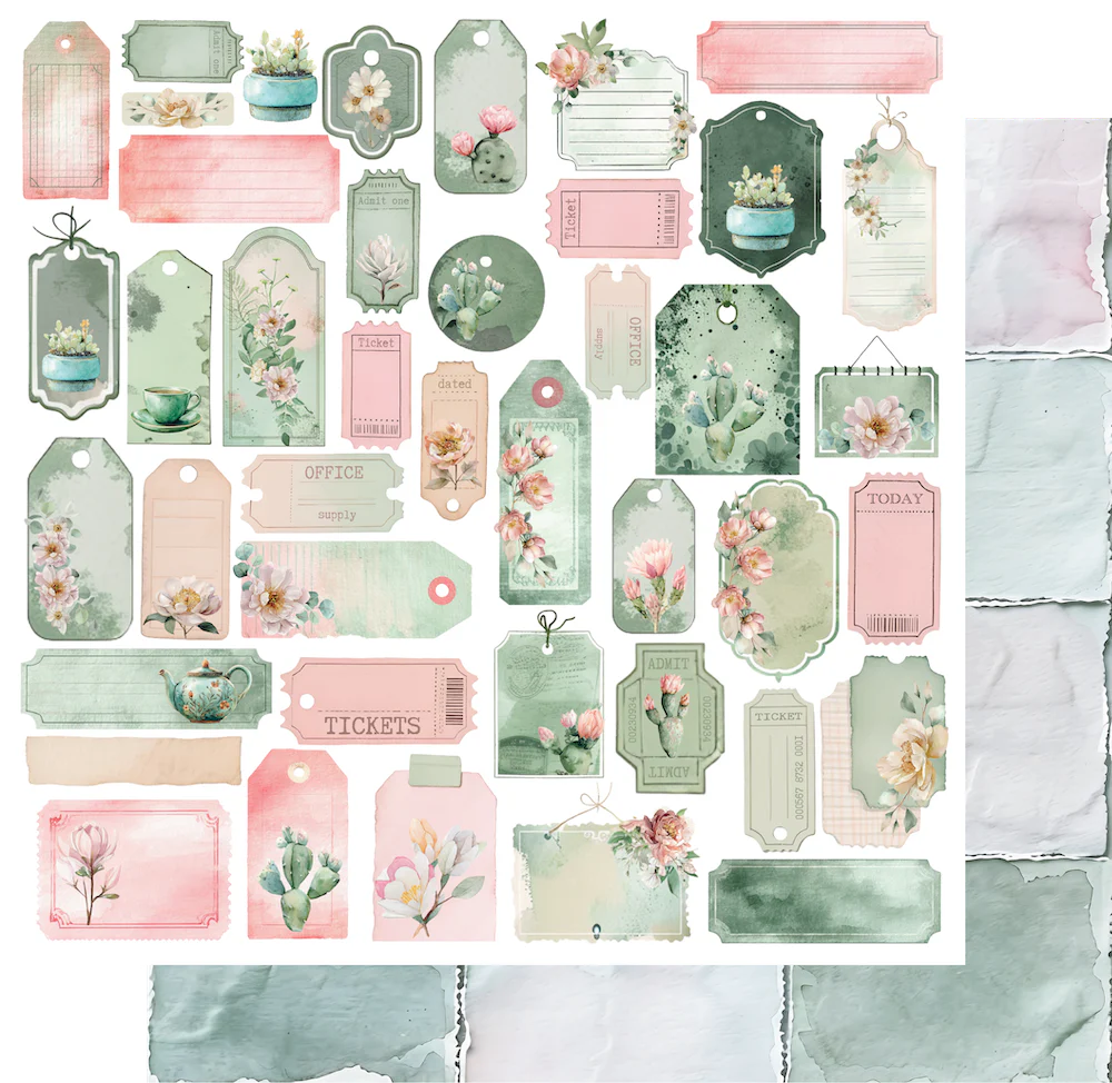 Uniquely Creative 12x12 Double Sided Paper - Tea & Tranquility- Garden Sanctuary