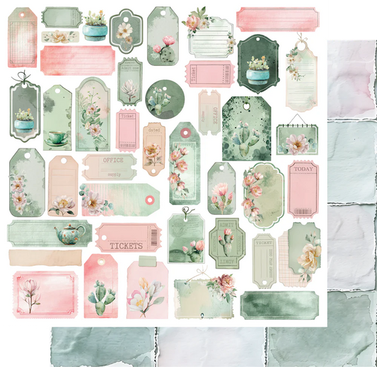 Uniquely Creative 12x12 Double Sided Paper - Tea & Tranquility- Garden Sanctuary