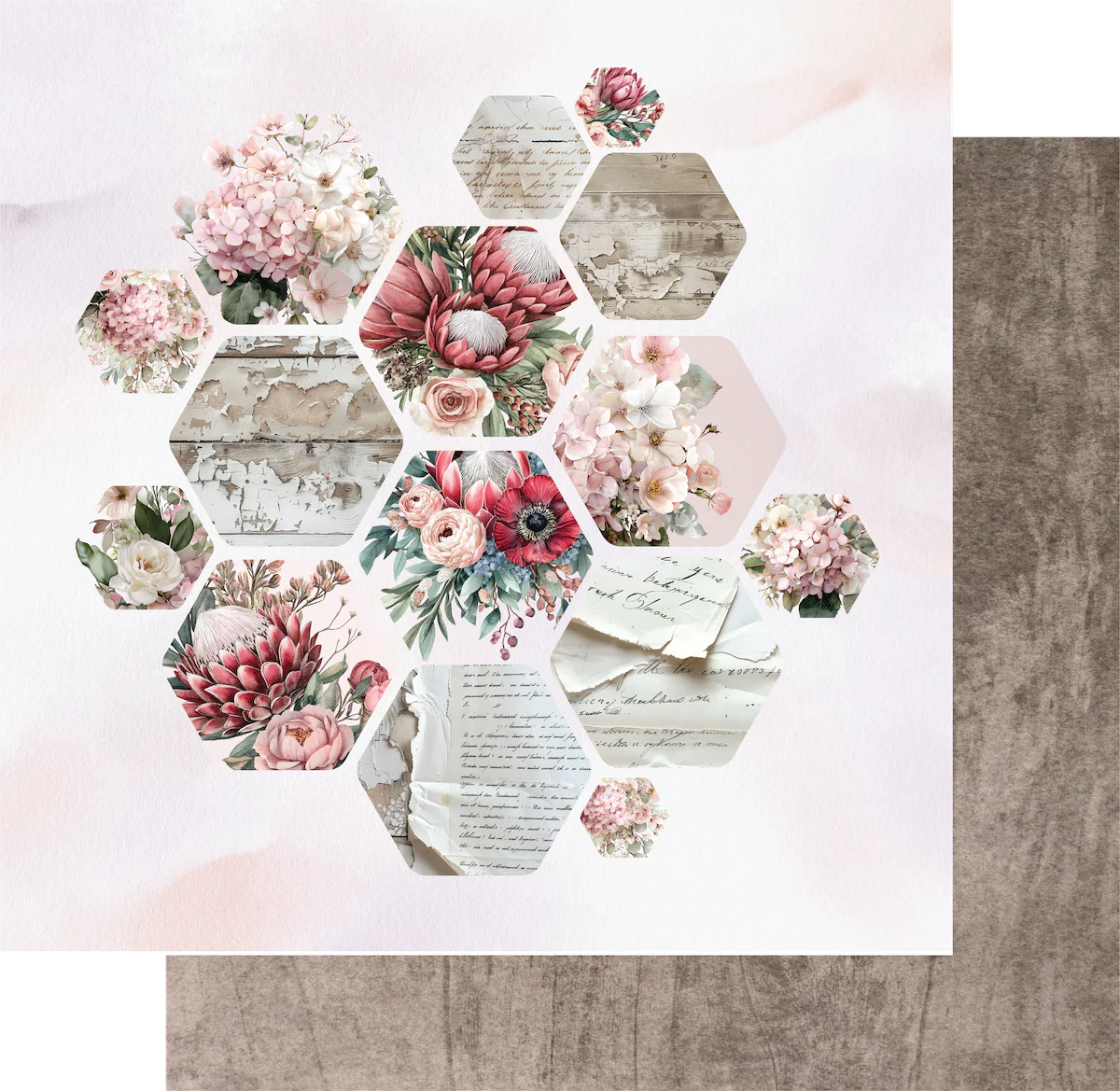 Uniquely Creative 12x12 Double Sided Paper- Paperbark Blooms- Cut Florals