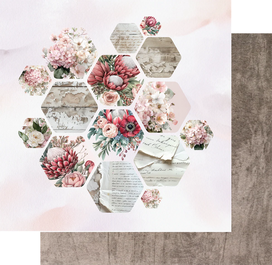 Uniquely Creative 12x12 Double Sided Paper- Paperbark Blooms- Cut Florals