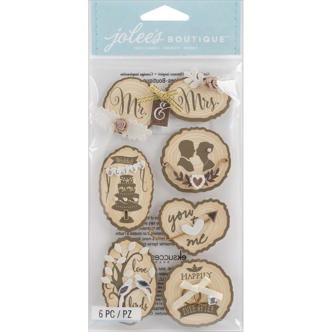 Jolee's Le Grande Dimensional Stickers- Wooden Silhouette Wedding Icons