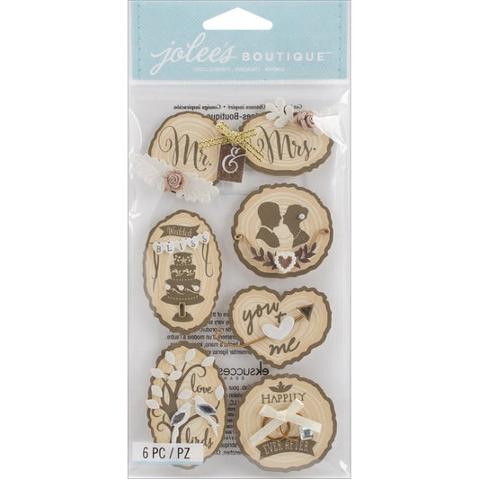 Jolee's Le Grande Dimensional Stickers- Wooden Silhouette Wedding Icons