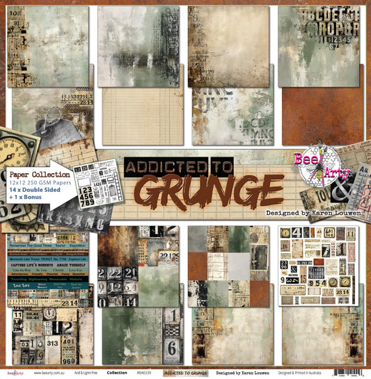 Bee Arty 12x12 Double Sided Paper Pack - Addicted to Grunge