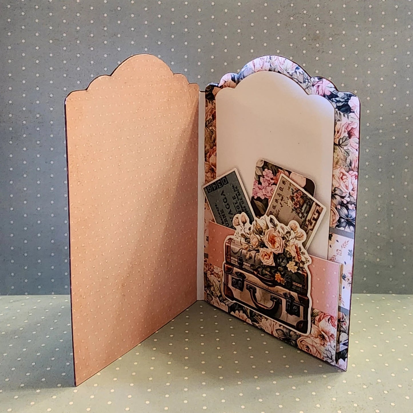 Paper Rose Studio Papercuts Card Folio 1- 4x6 Scalloped Card Bases with Tags & Pockets, 2 sets- 6pcs