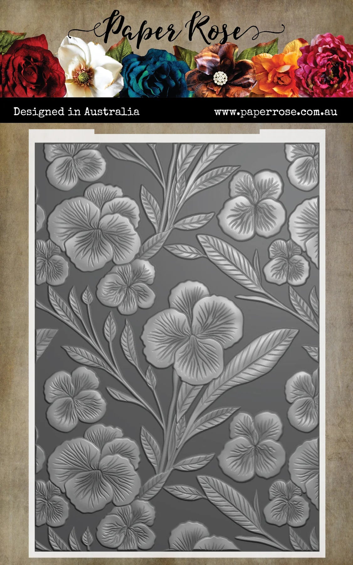 Paper Rose Studio 3D Embossing Folder- Perfect Pansies