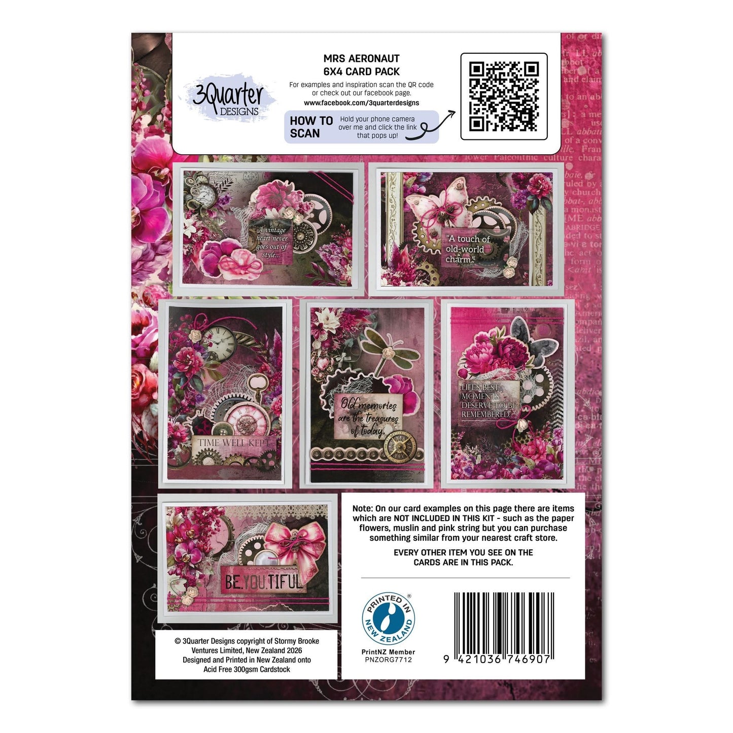 3Quarter Designs 6x4 Card Making Pack - Mrs Aeronaut
