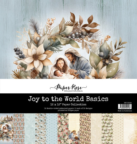 Paper Rose Studio 12x12 Double Sided Paper Pack- Joy to the World Basics