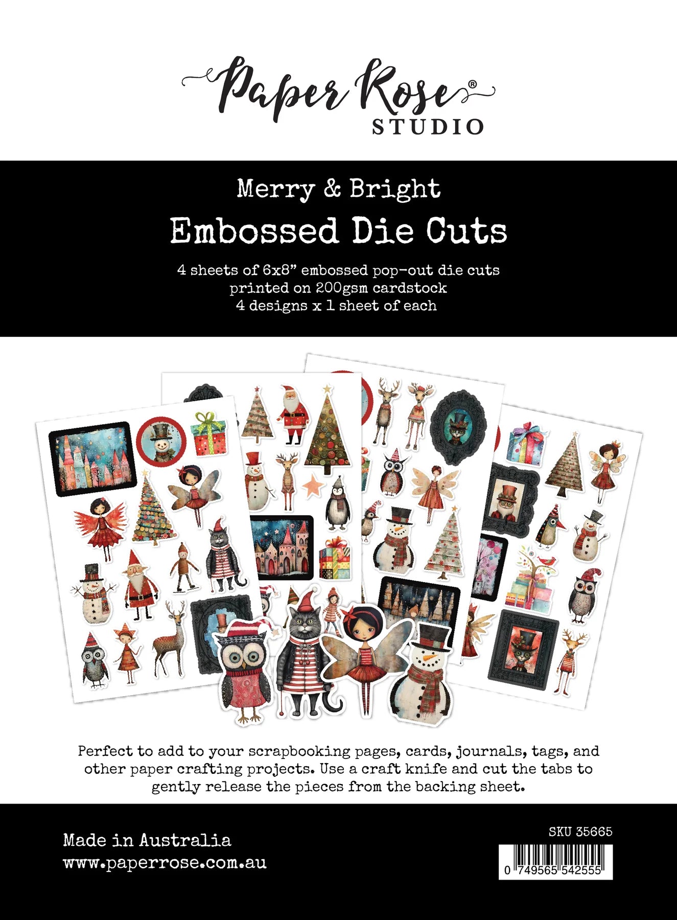 Paper Rose Studio Embossed Die Cuts - Merry & Bright