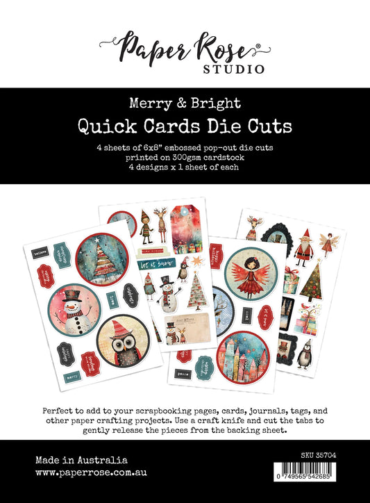 Paper Rose Studio Quick Cards Die Cuts- Merry & Bright