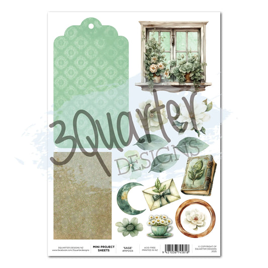 3Quarter Designs A4 Mini Projet Sheet- Sage Candlelight
