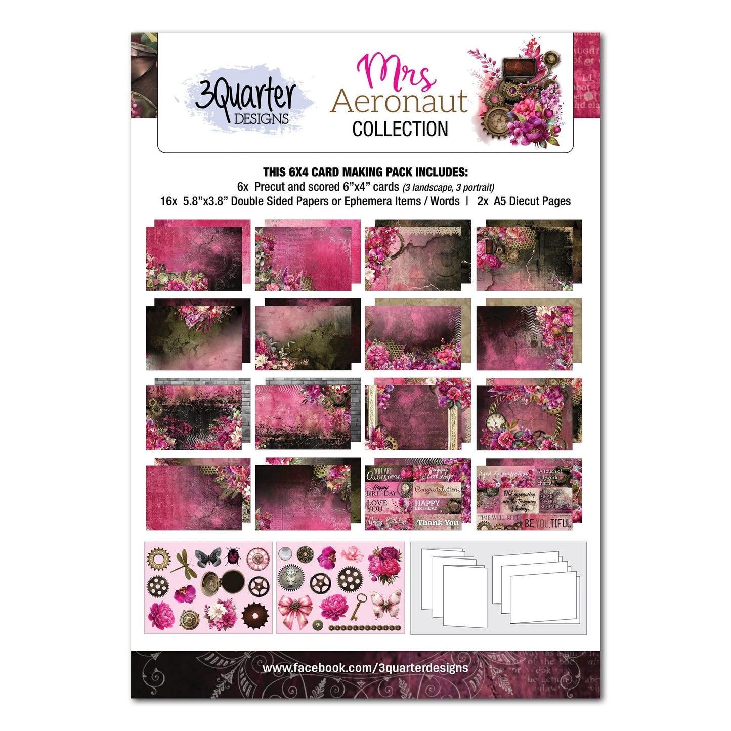 3Quarter Designs 6x4 Card Making Pack - Mrs Aeronaut