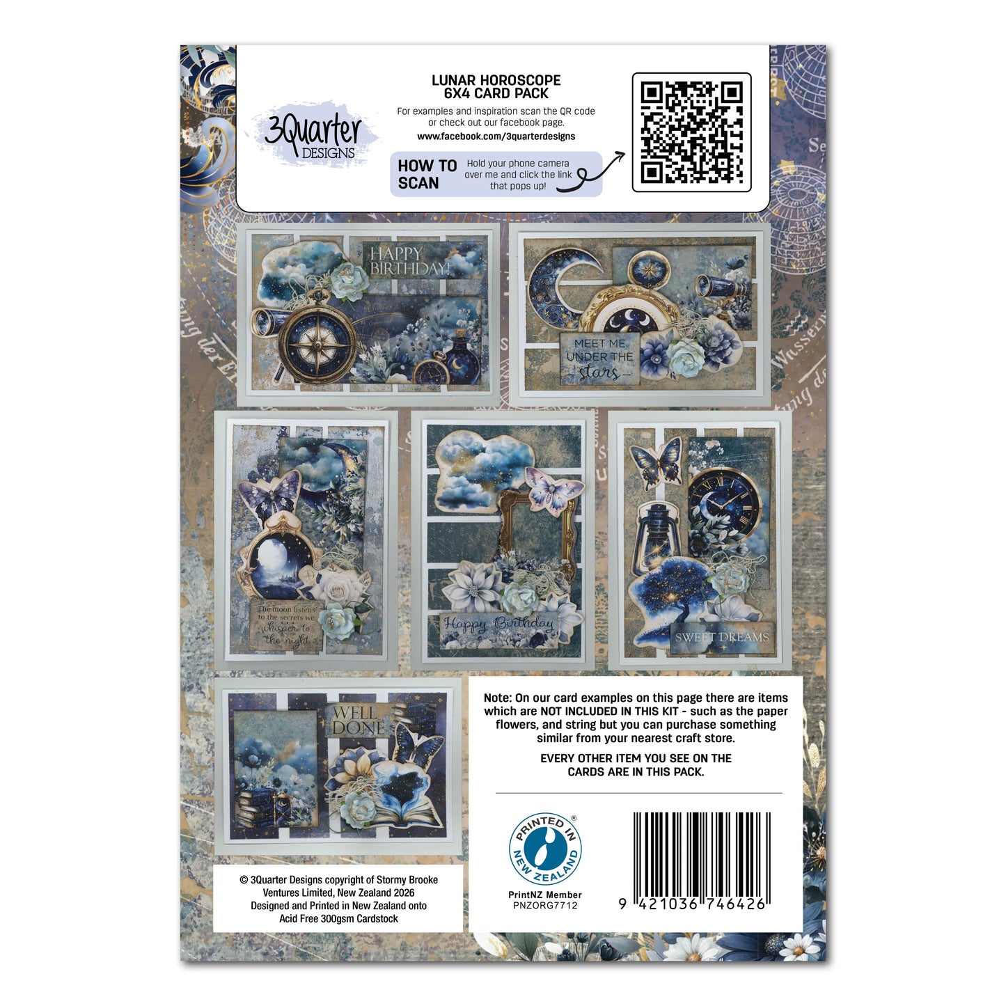 3Quarter Designs 6x4 Card Making Pack - Lunar Horoscope