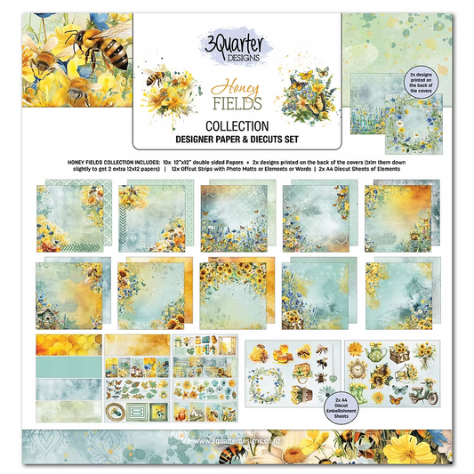3Quarter Designs Designer Paper and Diecuts Set- Honey Fields