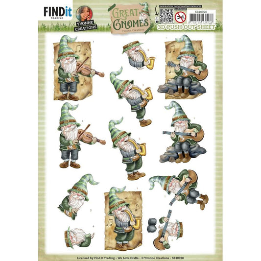 Find It Trading Yvonne Creations 3D Push Out Sheet- Great Gnomes