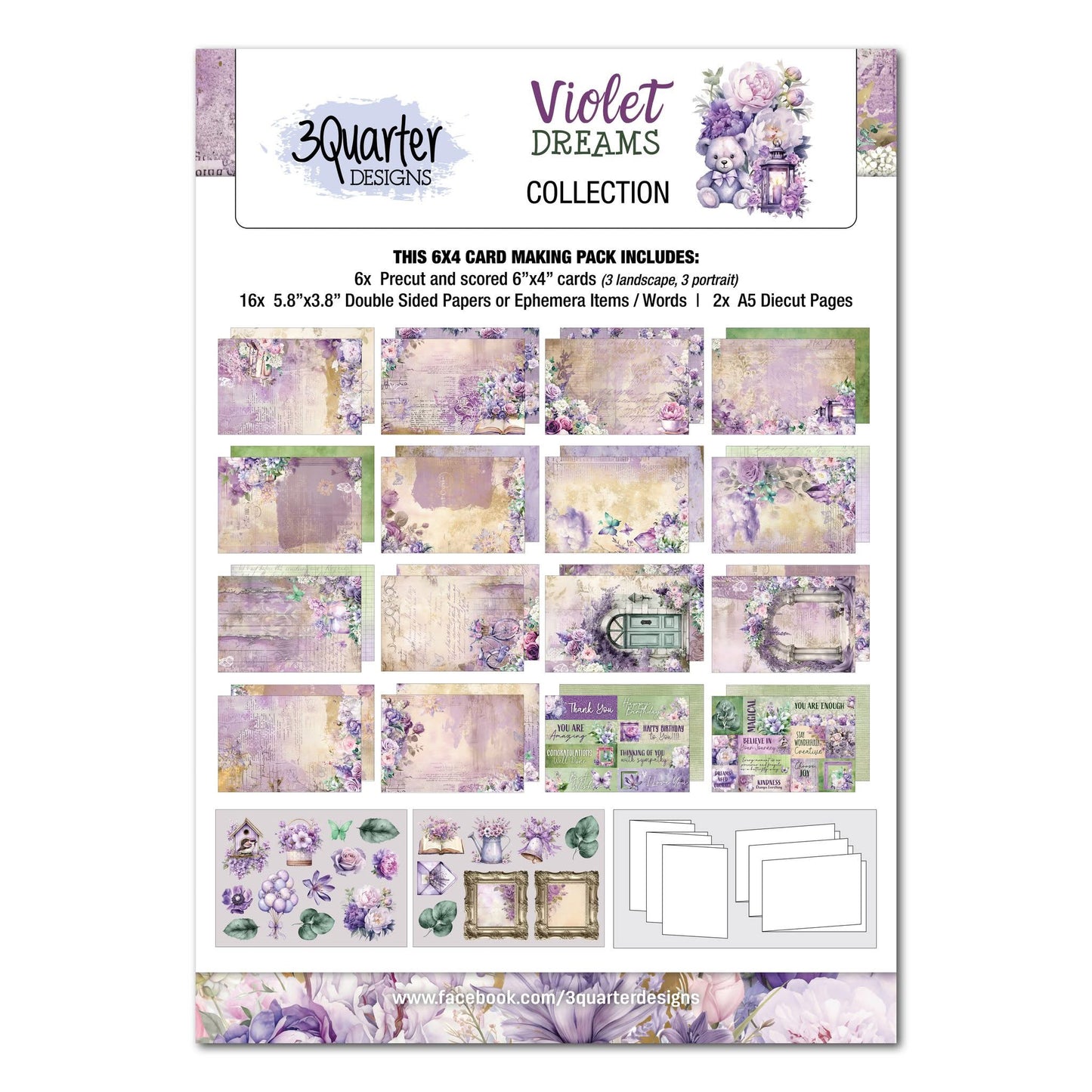 3Quarter Designs 6x4 Card Making Kit- Violet Dreams