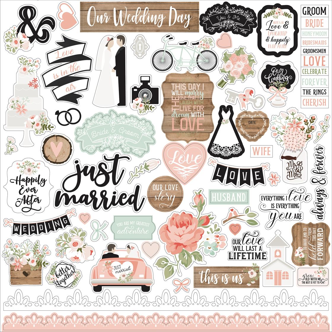 Echo Park 12x12 Element Sticker Sheet - Our Wedding