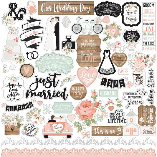 Echo Park 12x12 Element Sticker Sheet - Our Wedding