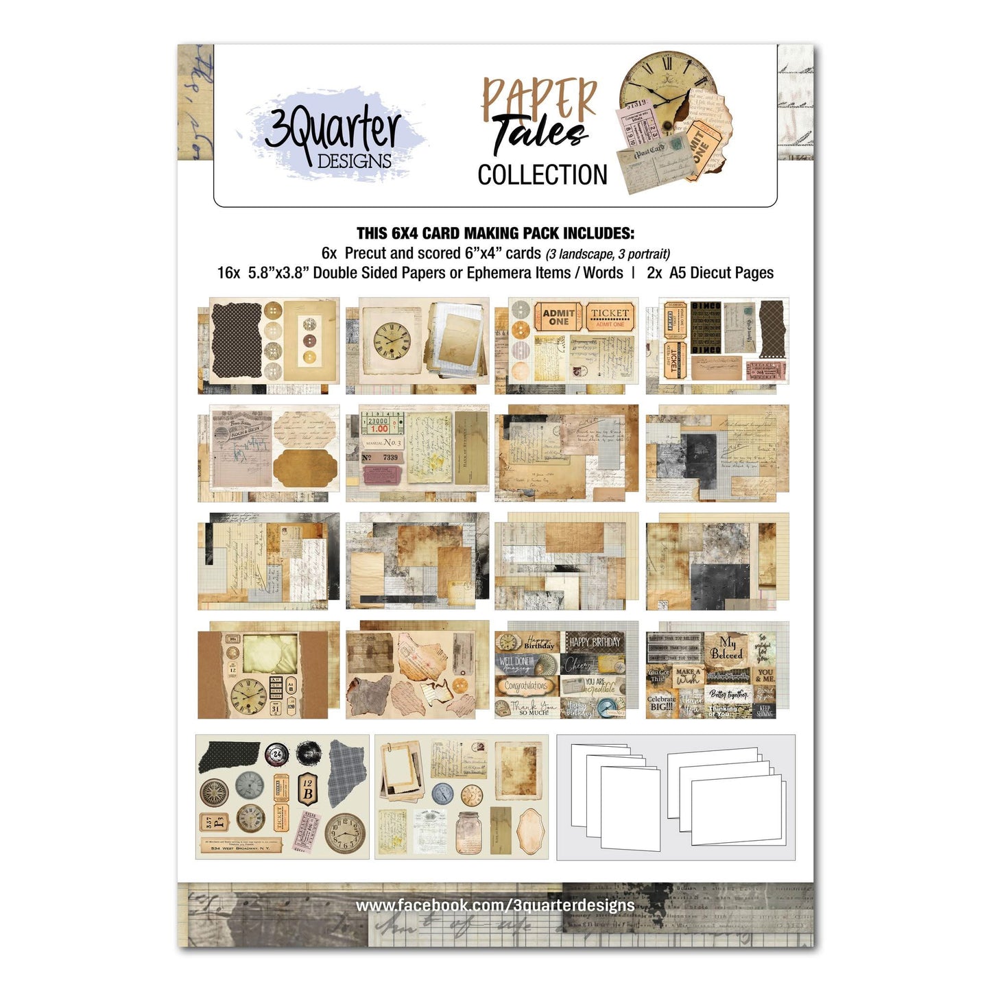3Quarter Designs 6x4 Card Making Pack - Paper Tales