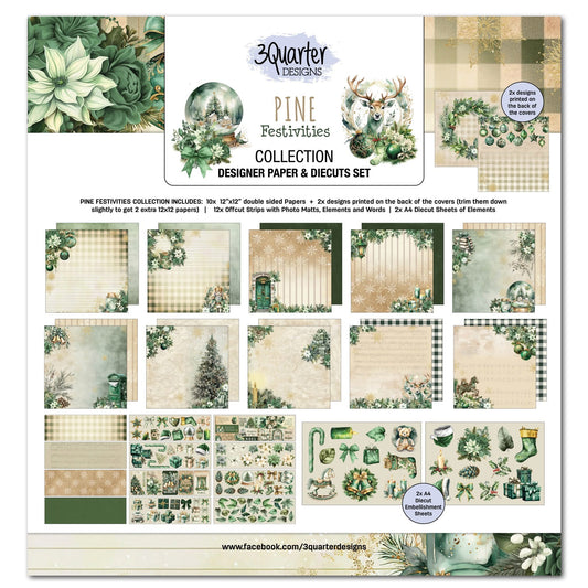 3Quarter Designs Designer Paper & Diecuts Set- Pine Festivities