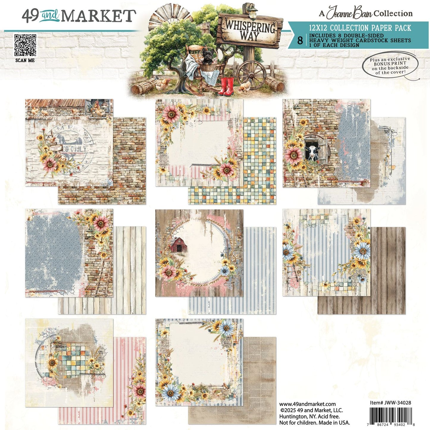 49 & Market 12x12 Double Sided Paper Pack- Whispering Way