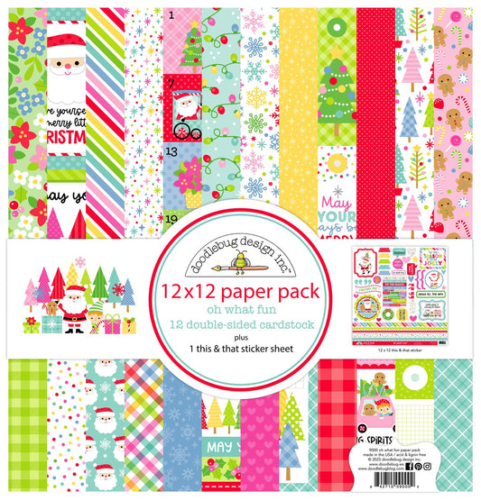 Doodlebug 12x12 Double Sided Paper Pack - Oh What Fun