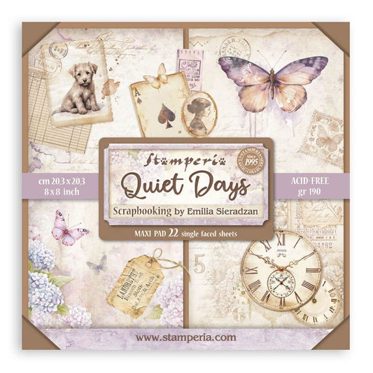 Stamperia 8x8 Single Sided Paper Pack-  22 Sheets  - Quiet Days
