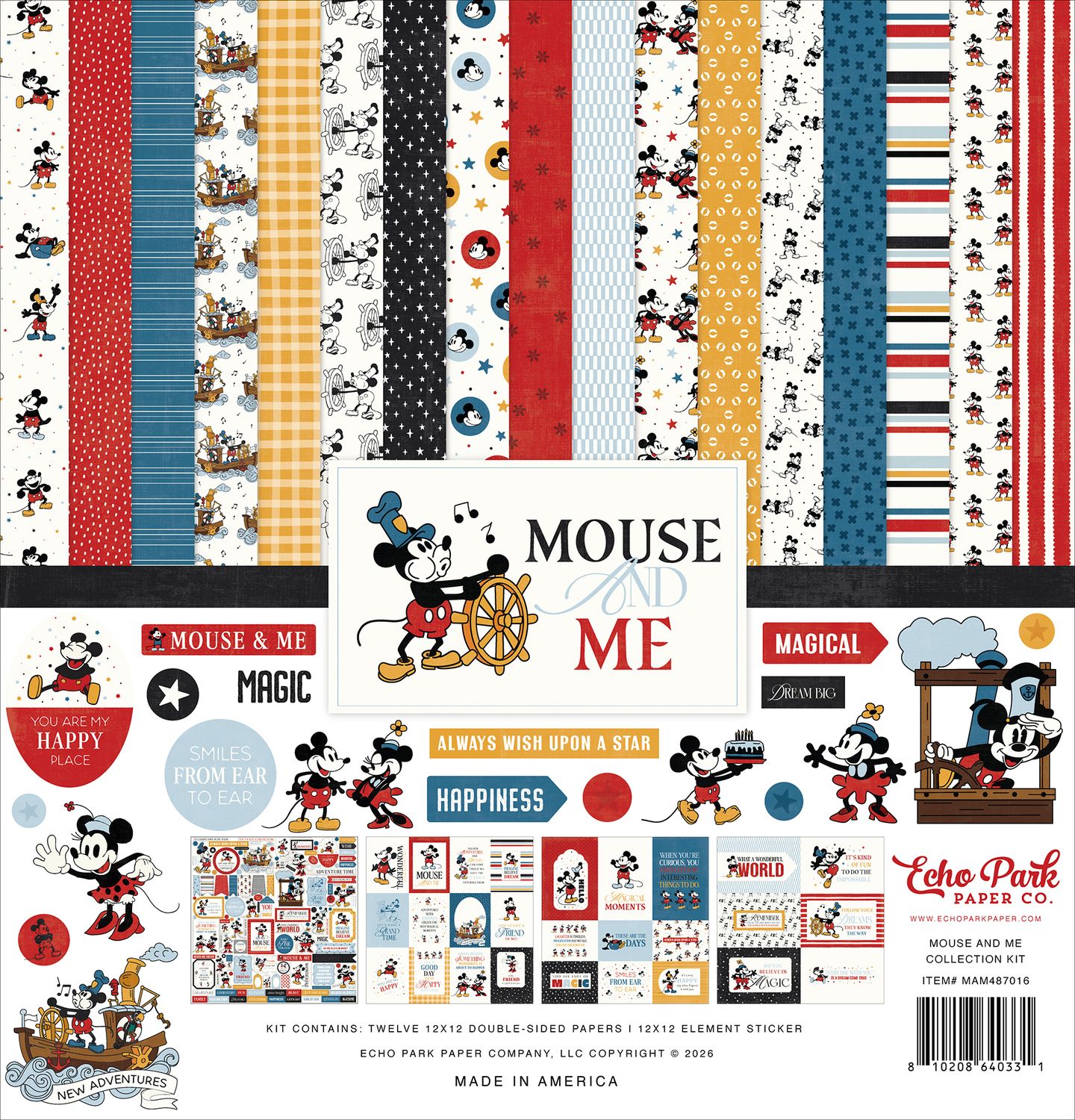 Echo Park 12x12 Double Sided Paper Pack - Mouse and Me