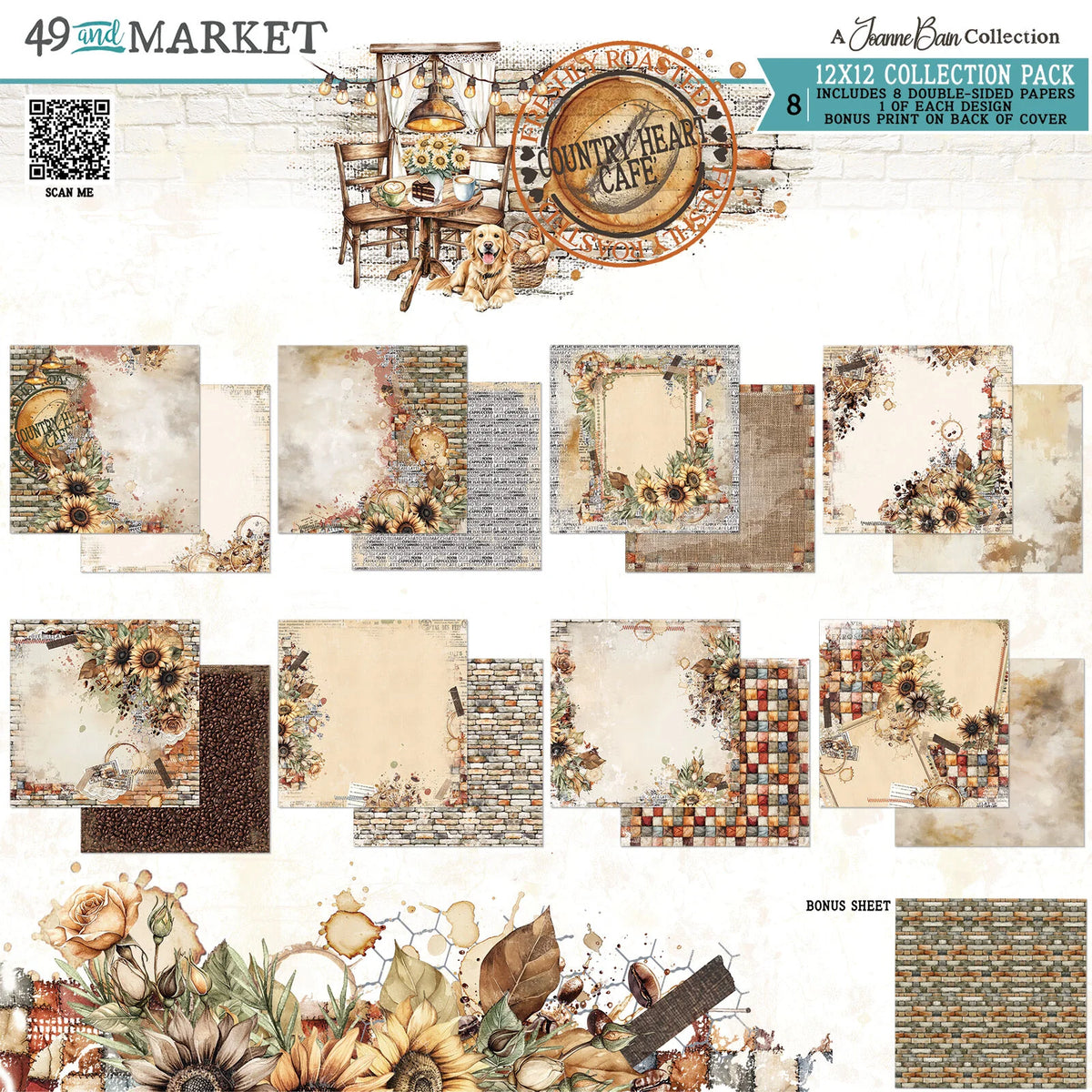 49 and Market 12x12 Double Sided Paper Pack - Country Heart Cafe