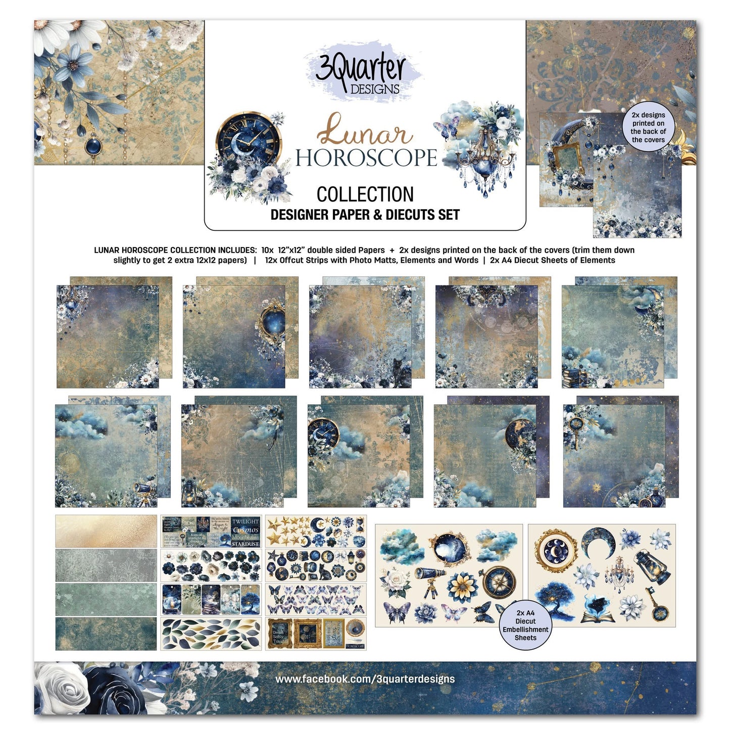 3Quarter Designs Designer Paper & Diecuts Set - Lunar Horoscopes